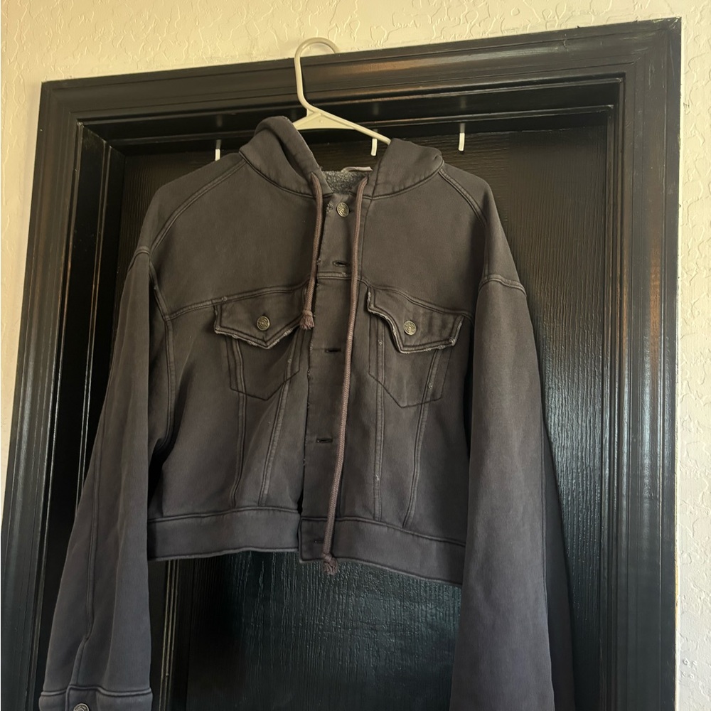 Free People Dark Gray Bomber Jacket
